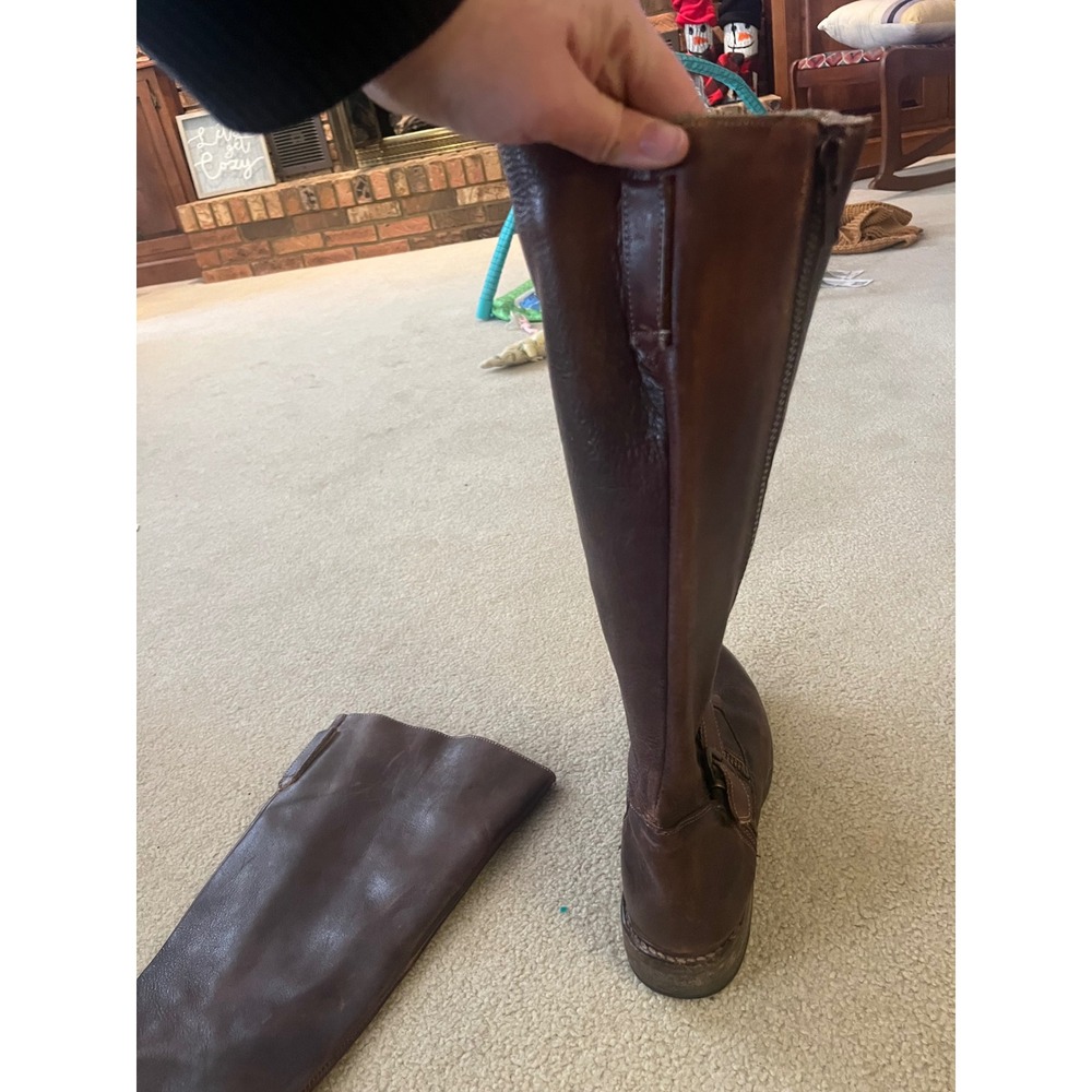 Bed Stu Women's Tango Leather‎ Tall Riding Boots Distressed Brown Zip- Size 10 - Picture 4 of 12